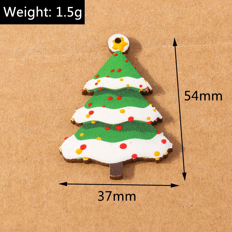 10 stücke Holz Weihnachts baum Charms Elch Santa Claus Anhänger Charme für die Herstellung von Halskette Ohrring Zubehör DIY Weihnachten Geschenke Lieferungen – Detail 12