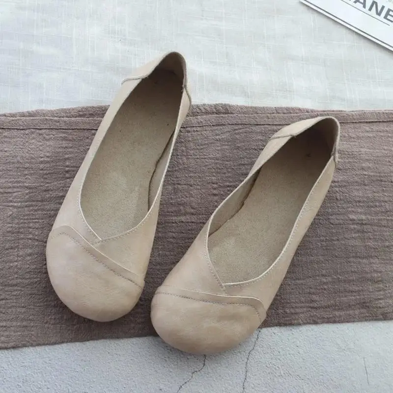 Leather Retro Flat Shoes Woman Handmade Leather Loafers Flexible Summer Casual Shoes Female Flats 3
