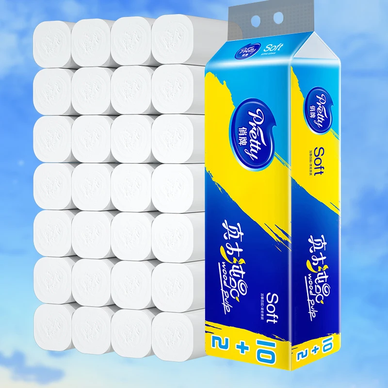 12 Rolls of Full Box Five Layers Thickened Core Roll Toilet Paper
