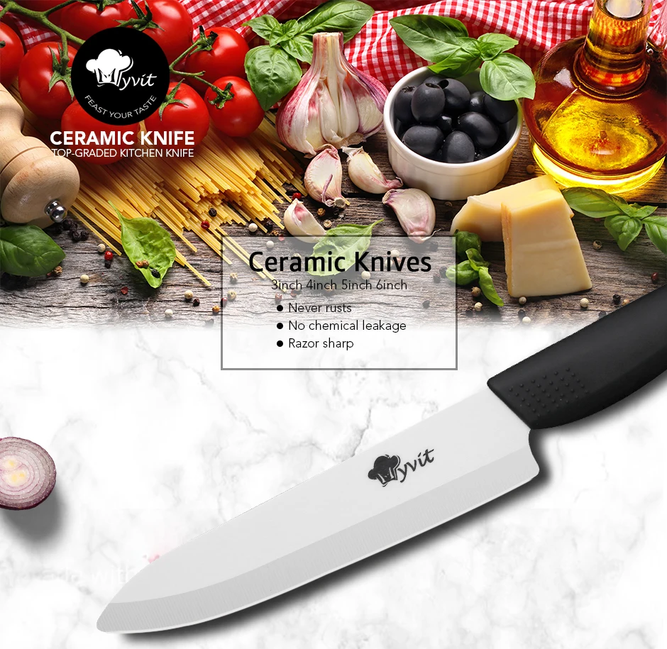 Ceramic Knife 3 4 5 6 inch Kitchen Knives with Peeler Serrated Bread Set  Zirconia Black Blade Fruit Chef Knife Vege Cook Tool