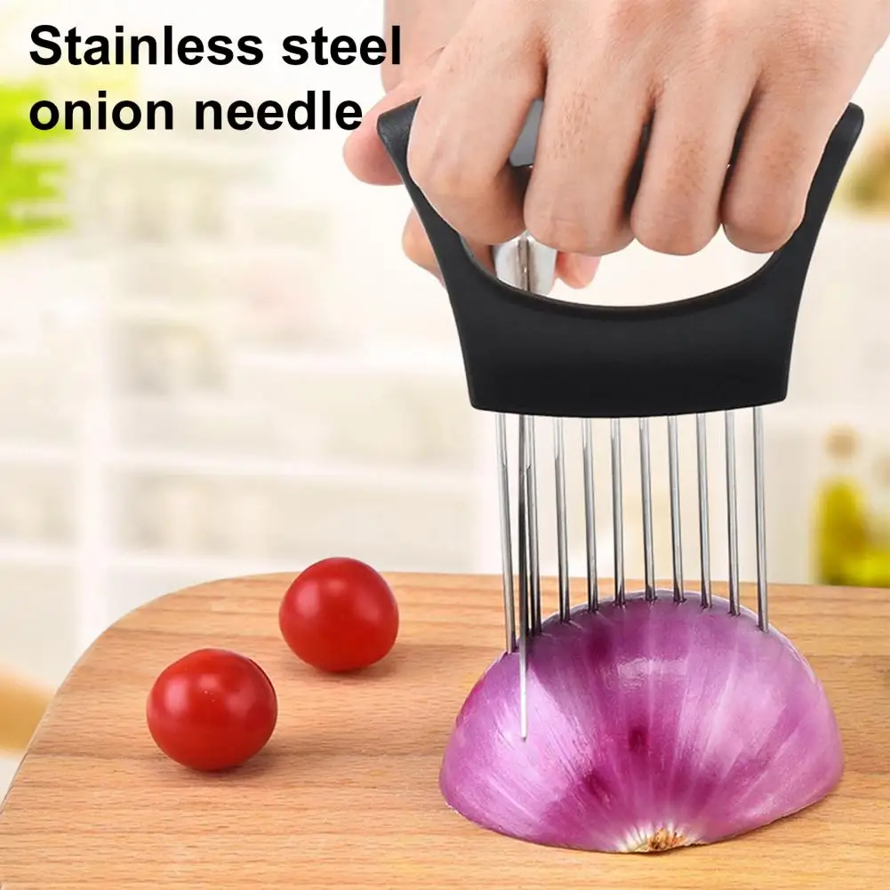 Onion Cutter for Slicing Rust-resistant Slicer Stainless Steel Onion Holder for Slicing Vegetables Fruits Meat Potato