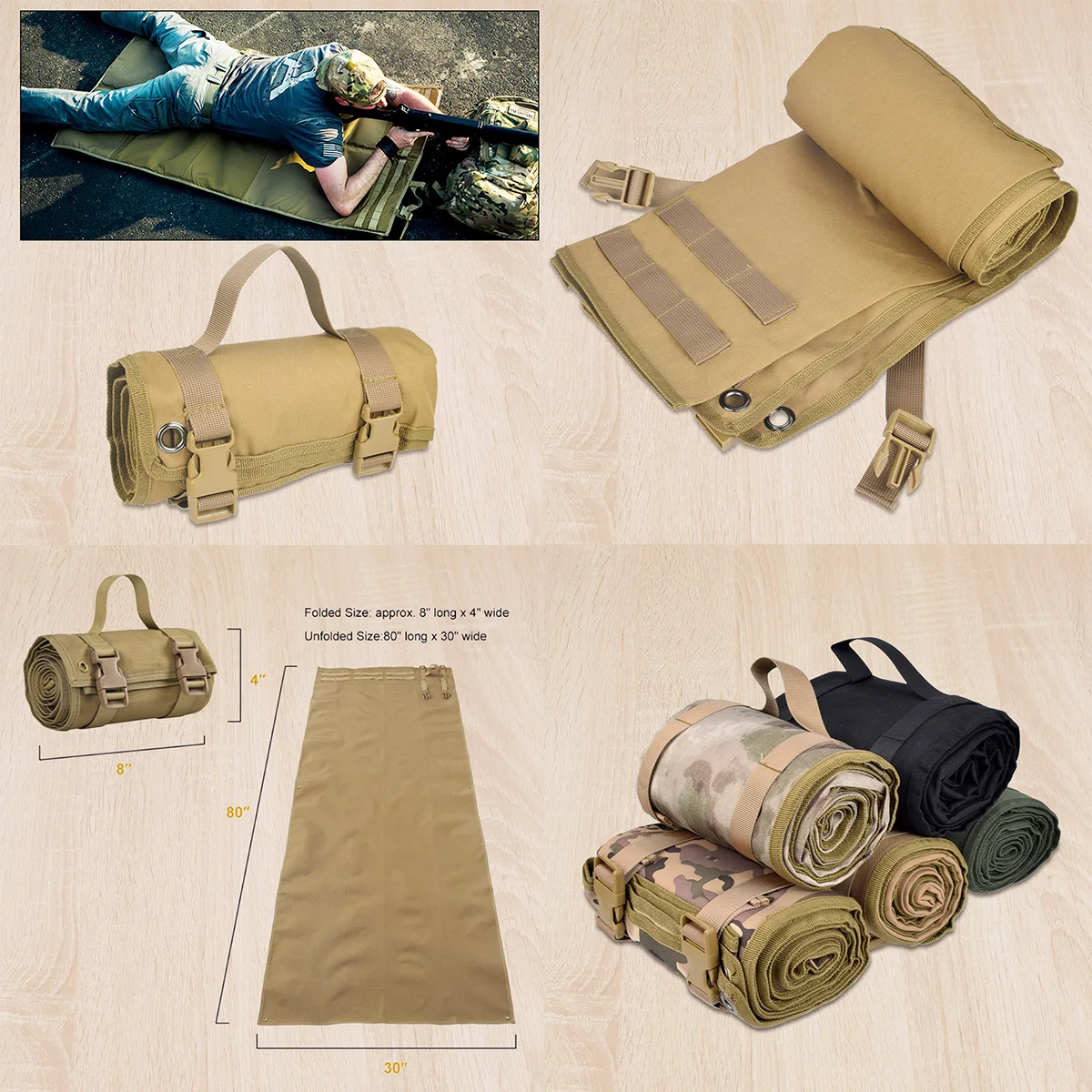 

75cm x 200cm Hunting Rifle Cleaning Mat For Lightweight Roll-Up Shooting Gun Cleaning Accessories And Non-padded Molle Shooting