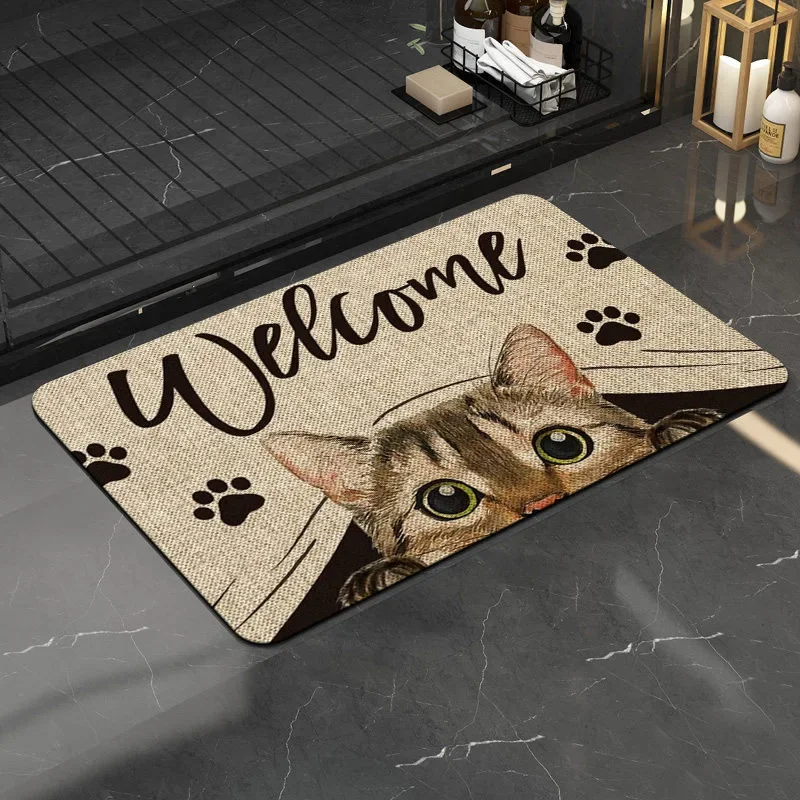 

Four Cats Doormat Non-Slip Door Mat Waterproof Rugs Indoor Carpet Universal Welcome Mat Front Door Mud Absorbent for Floor Entra