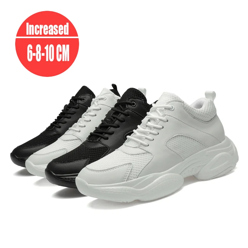 Increasing Men Sneakers Casual Heightening Shoes 6cm 8cm 10cm Height Increase Shoes For Summer Breathable Elevator Large Size