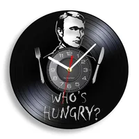 Menddy Hannibal Lecter Fictional Character Vinyl Record Wall Clock Who's Hungry Serial Killer Memorial Handmade Art Horror Clock 1
