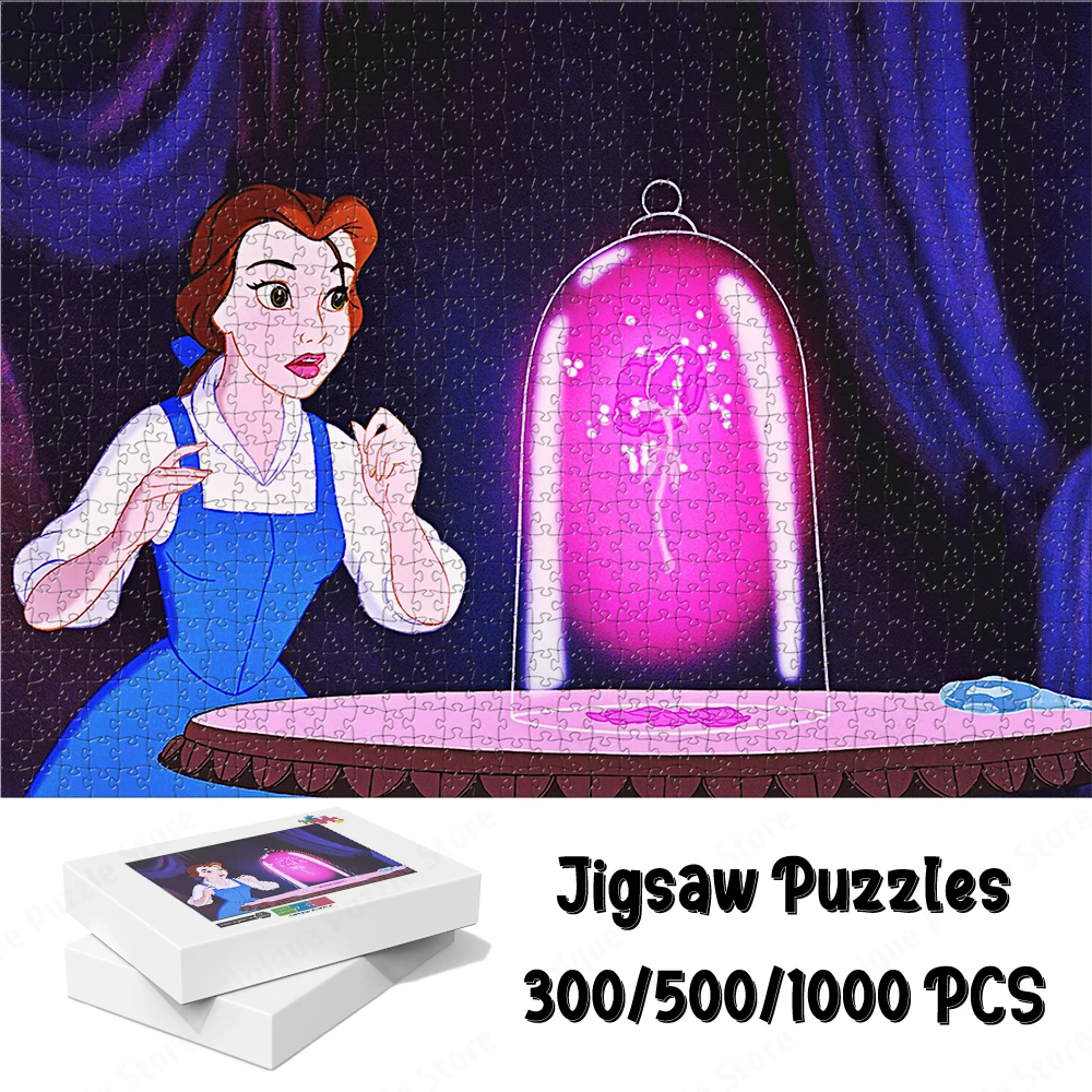 Belle and The Rose Jigsaw Puzzles Disney Princess Board Games Walt Disney Series 300/500/1000 Pieces Puzzle Classic Anime Jigsaw beauty and the beast jigsaw puzzles classic disney movie puzzle disney princess belle games and puzzles toys for kids restless