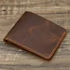 100% Leather Men's Wallet Bifold Retro Brown Wallet for Men Leather Genuine 1
