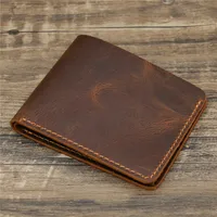 100% Leather Men's Wallet Bifold Retro Brown Wallet for Men Leather Genuine 1