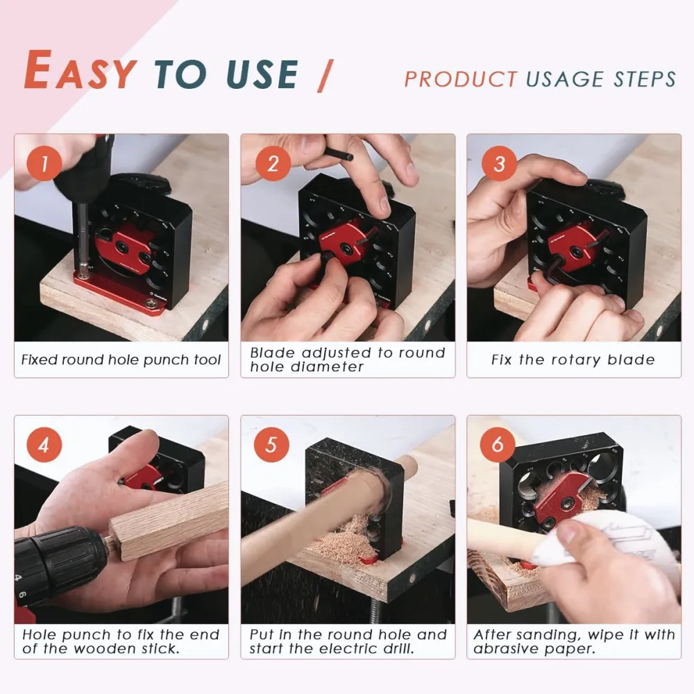 Carbide Inserts Dowel Maker Adjustable Electric Drill Milling Dowel Round, Rod Auxiliary Cylindrical Woodworking Dowel Maker Jig