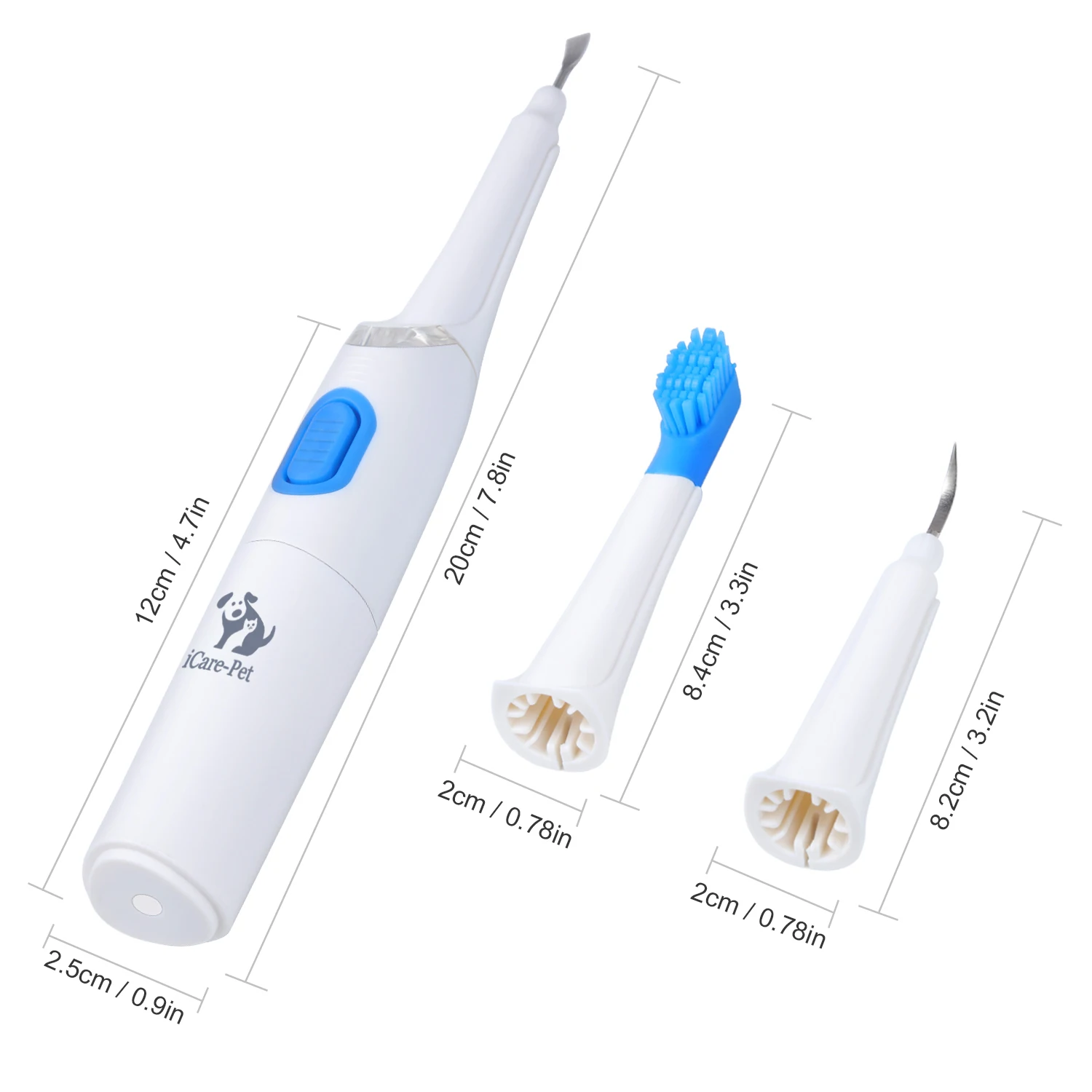 Dog Toothbrush Pet Ultrasonic Dental Calculus Remover with 3 Tools for Home or Clinic Dog Electric Toothbrush