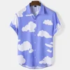 Men's Shirts Short Sleeve Cloud Print Tops Hawaiian Holiday Shirts Fashionable Unisex Shirts Summer T-Shirts Casual Oversized Cl 3