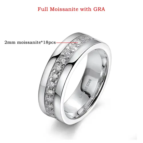 100% 925 Sterling Silver Full Moissanite Ring Man Women Sparkling Lab Diamond Eternity Band Wedding Rings Hip Hop Jewelry Gifts - Image 8