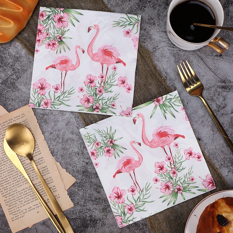 Paper Napkins Ins Wind Flamingo Colored Paper Napkins Printed Hotel Placemats Mouth Cloth Wedding Handmade DIY 20p