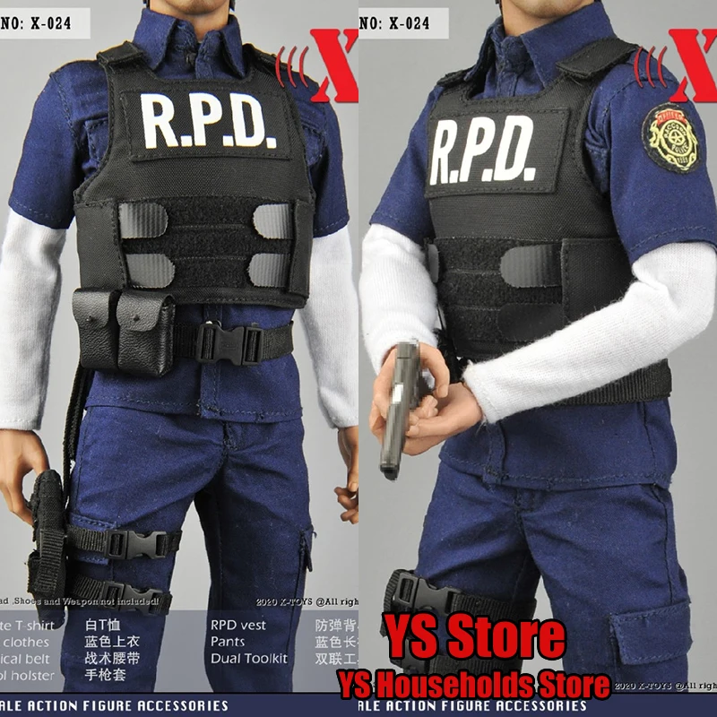 

X-TOYS X-024 1/6 Man Soldier Police Inspection Clothes Set White Shirt Pistol holster Accessory For 12'Inches Male Figure Body