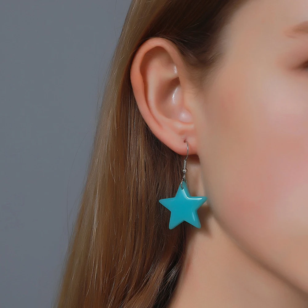 

Y2K Style Pentagram Star Dangle Earrings for Women Girls Sweet Candy Colorful Resin Star Pendant Ear Accessories Fashion Jewelry