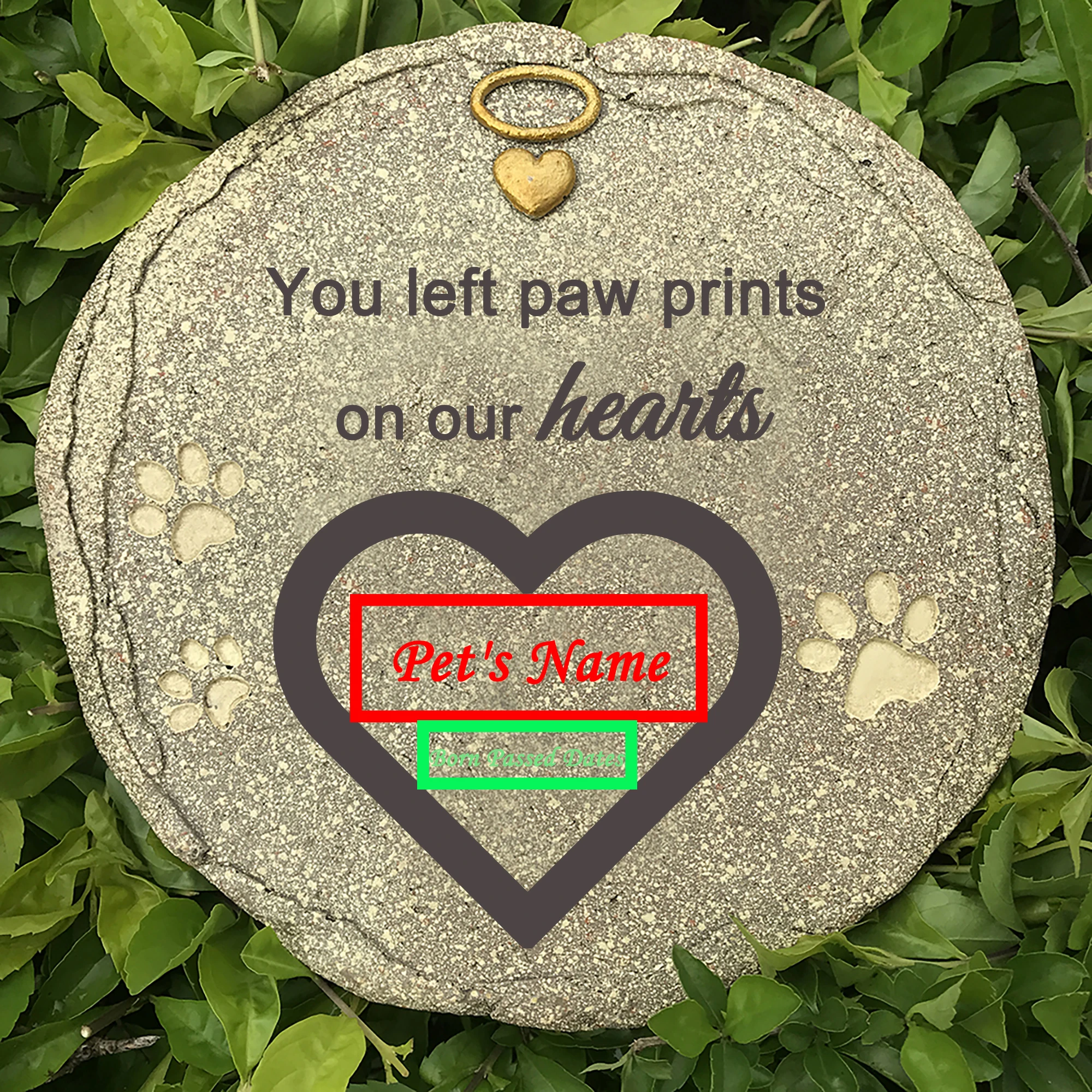 Engraved Pet Memorial Garden Stone, Personalized Pet Grave Marker