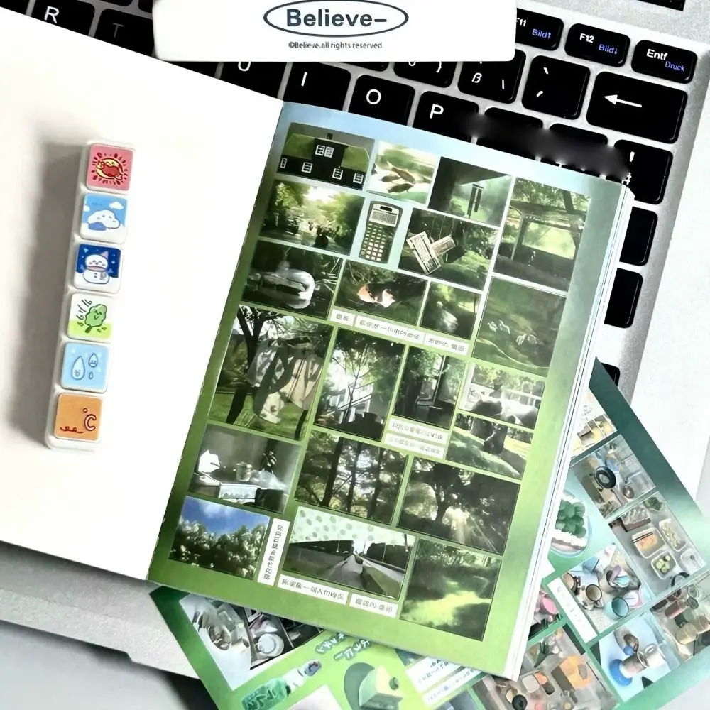 New 24 Pages Y2K Stickers Book Retro Style Cute Design Decorative Stickers Removable Kawaii Scrapbooking Stickers