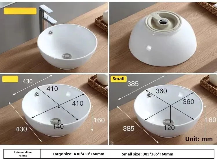 Bathroom washbasin Balcony washbasin Round size two models excluding faucet Sold separately ceramic pedestal washbasin 3