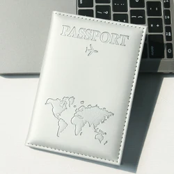 Sleek Map PU Leather Passport Holder - Essential Travel Accessory (GRAY)