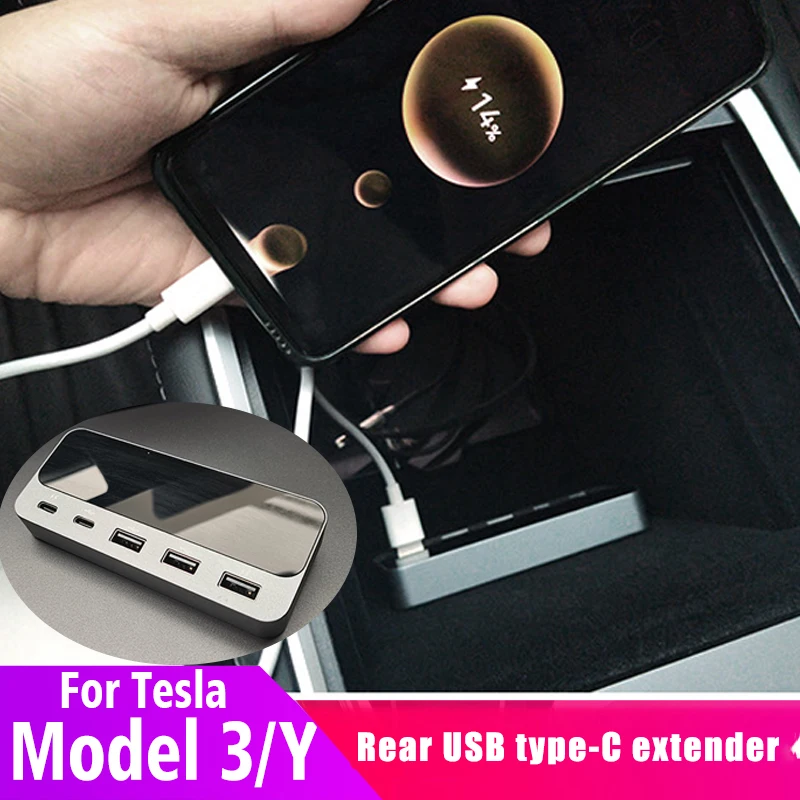 USB Splitter Hub For Tesla Model 3 Y 2021 Fast Charging USB Splitter 6