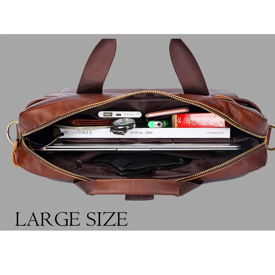 Genuine Leather Men Business Messenger Bag