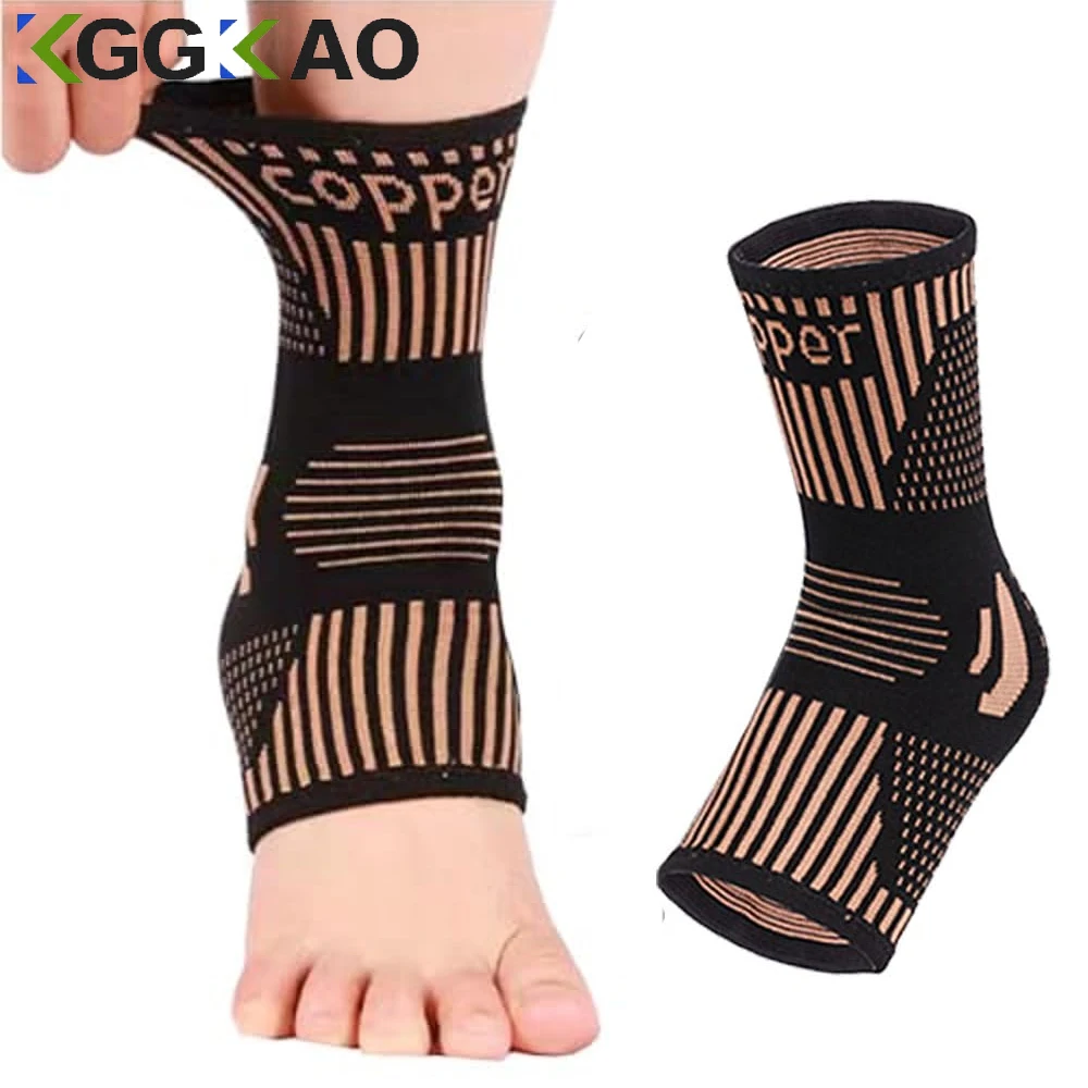 1Pcs Copper Ankle Brace Support for Men & Women Ankle Compression Sleeve Socks for Plantar Fasciitis Sprained Achilles Tendon fitness ankle straps ankle straps ankle support compression socks ankle wrist cuffs ankle socks ankle support brace