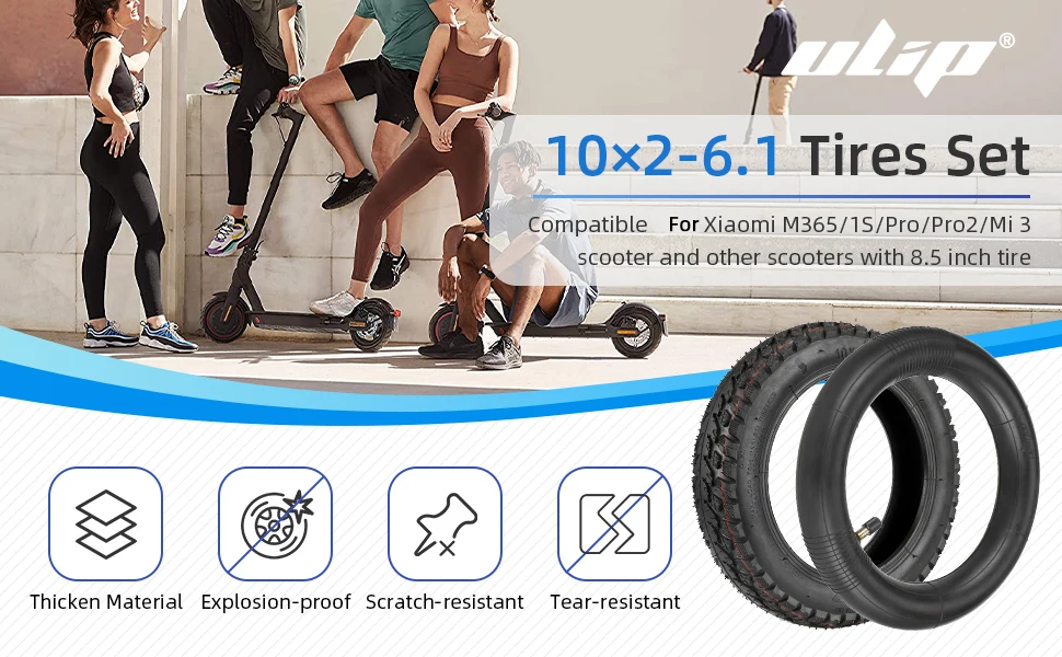 Ulip 2 Sets 10x2-6.1 Off-road Tubeless Tire With Inner Tube For Xiaomi M365 Pro Pro2 1S MI3 Lite 10 inch Electric Scooter Tyre