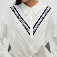CHCH Women's Blouse Knitted Patchwork Striped Blouse Casual Fashion Office Lady Tops Clothing Streetwear Single-Breasted Shirts - Image 4