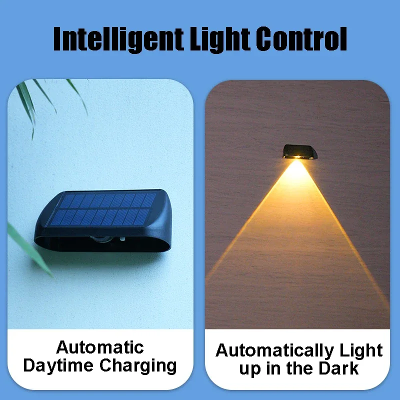 Description Picture 3 of item1-6 Pcs Solar Wall Lights LED Outdoor Garden Lamp Courtyard Decoration Lighting for Porch Balcony Yard Exterior Wall Lighting