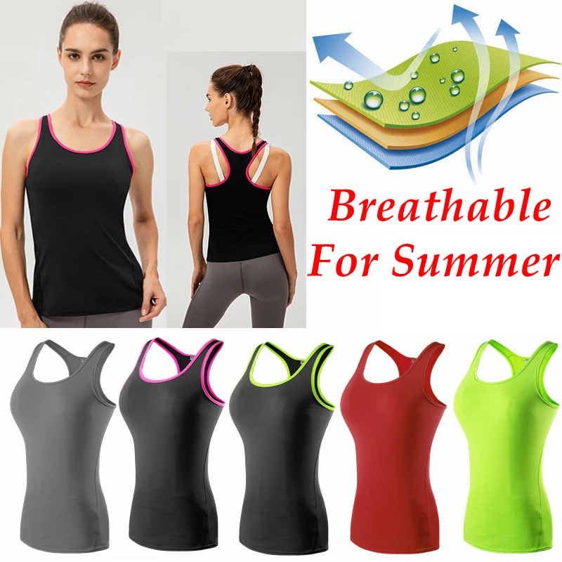 Women Casual Sport Yoga Vest Quick Dry Sports Running T-shirt Training Workout Yoga T-Shirt Running Gym Sports T-shirt Sleeveles Sports & Entertainment