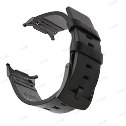 Premium Leather Strap for Galaxy Watch - Elegant No-Gap Design Bracelet (Black bk)