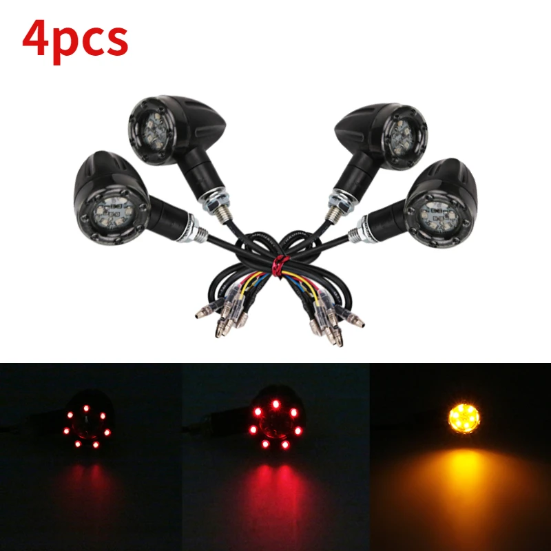 

4pcs Motorcycle Brake Lights Turn Signal Indicators Light Brake Scooter Motor LED Turn Signal Stop Lights For Harley