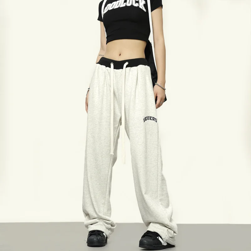 

Women's Y2K Gray Baggy Hippie Sweatpants Korean Style Oversize Jogger Sports Pants Kpop Harajuku Streetwear Patchwork Trousers
