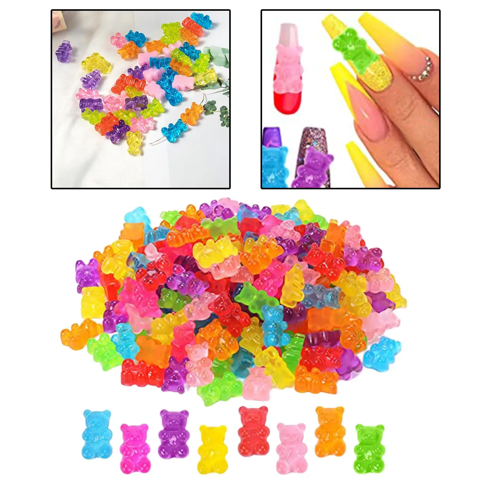 50 Pieces Gummy Bear Charms with Hole Flatback Resin for Children