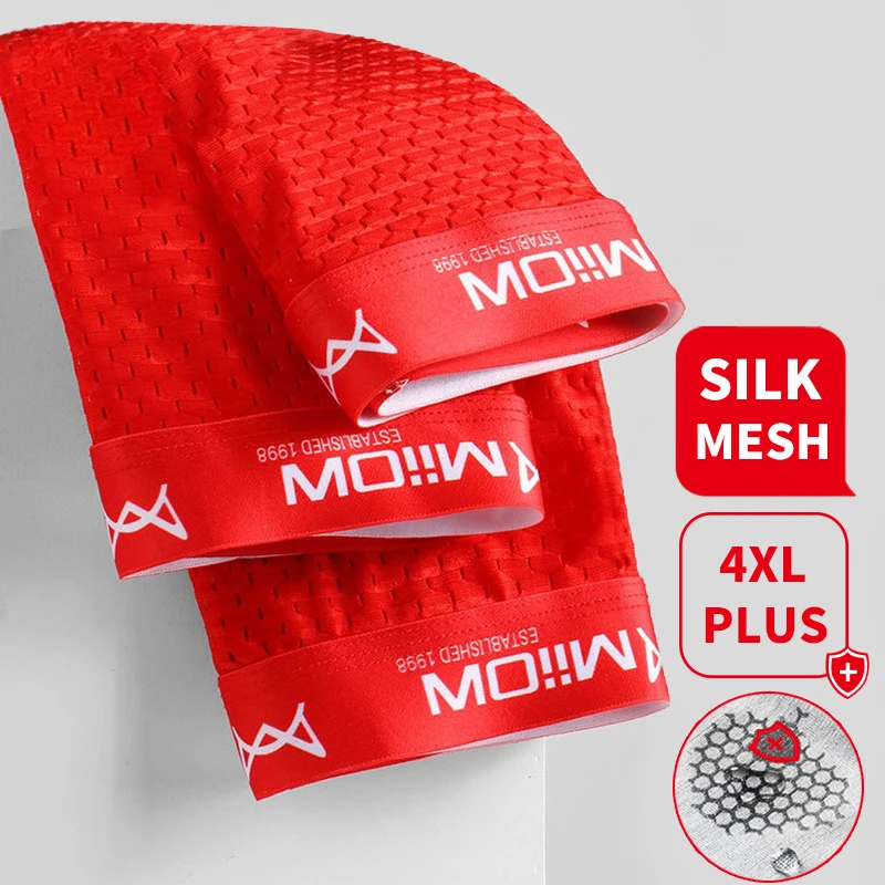 3Pcs Sexy Mesh Men Boxer Underwear Antibacterial Cueca Male Panties Ice Silk Underpants Breathable 4XL Boxershorts universal toilet seat cushion 3pcs set zippered toilet seat cover european lace dustproof antibacterial home toilet seat