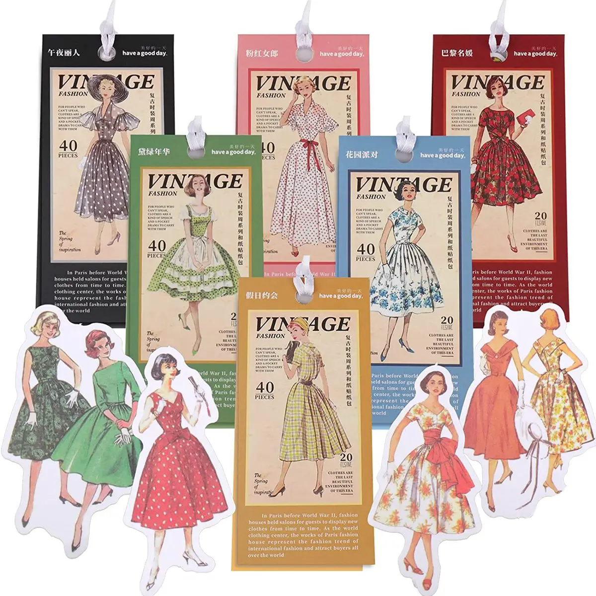 

240 Pcs Vintage Washi Stickers for Journaling Supplies Retro Style Ladies Scrapbook Stickers Scrapbooking Supplies