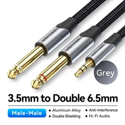 Enhanced Audio Cable - 3.5mm to Dual 6.5mm TRS Adapter for Mixers and Amplifiers (3.5 to 2x6.5mm Alloy)