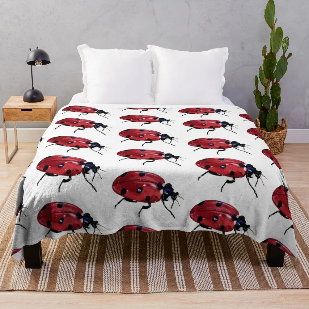 

Semirealistic Ladybug Illustration Throw Blanket Hairy Blanket Softest Blanket
