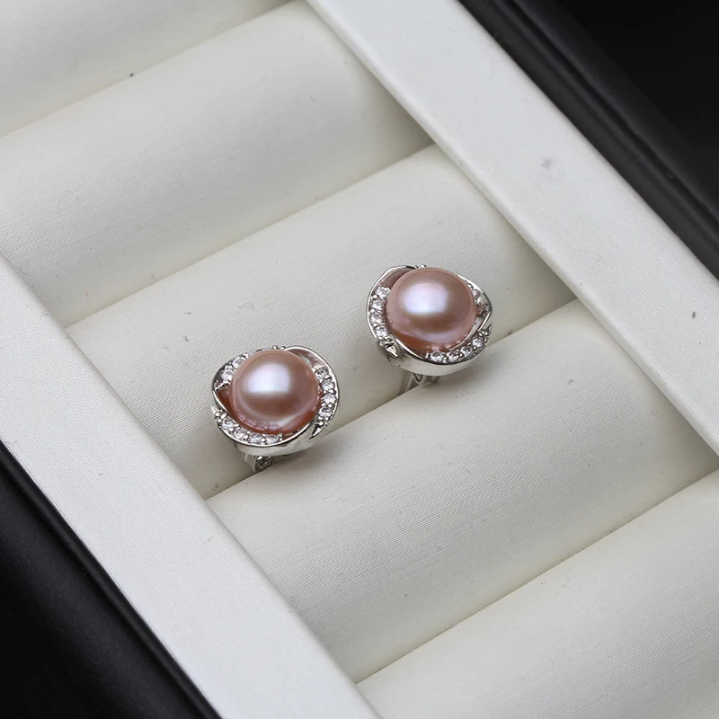 Elegant Freshwater Black Pearl Earrings in 925 Silver - Perfect Gift