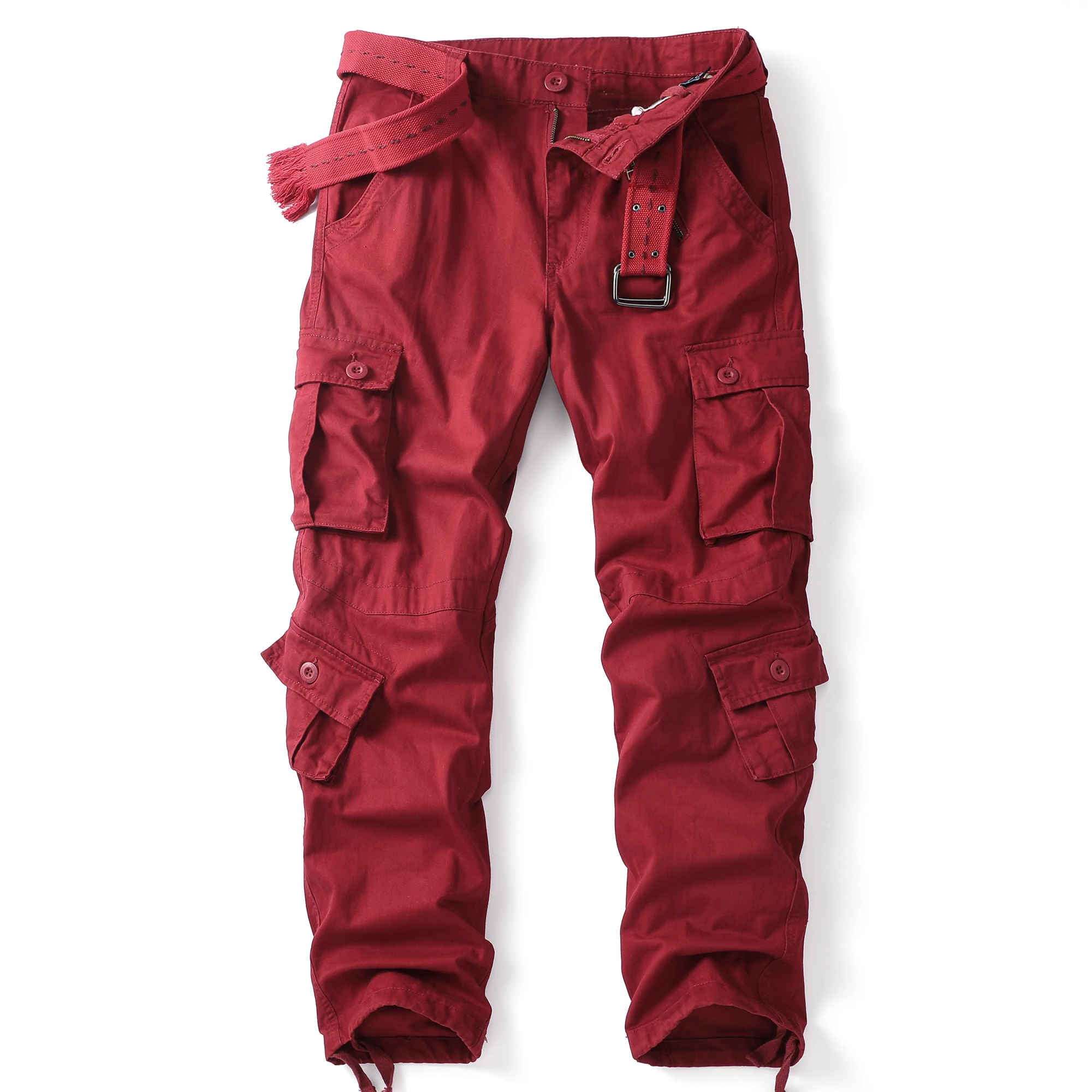 Preppy Reds Red Cotton Trouser With Button Detail <span>638876<span>
