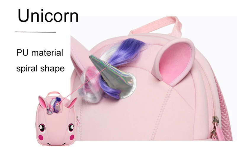 Baby Girl Backpack Toddler Girl Backpack 3D Unicorn Cartoon Travel Pre School Bag for Kid Backpacks with Safety Leash 1-5 Years