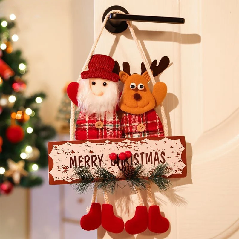 

Christmas Decorations Door Hanger Creative Old Man Elk Ornaments Scene Decoration Modern Simple Wall Hanging Christmas Ornaments