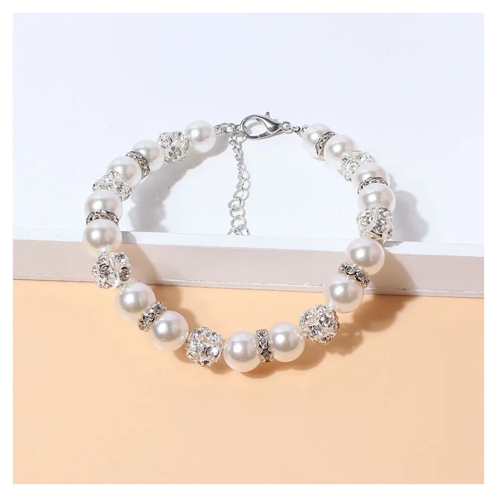 Collana Di Perle E Strass Per Cani E Gatti Piccoli – Con Fiocco E Chiusura Regolabile, Elegante Per Feste