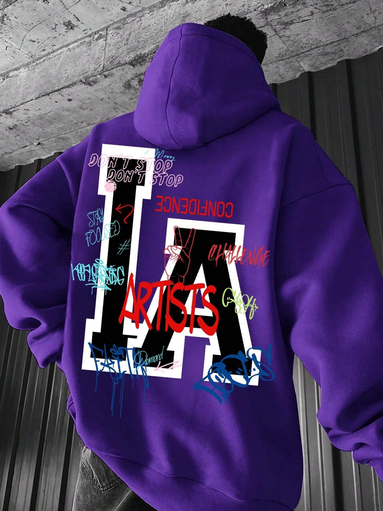Comfortable Casual Letters 3D Printed Hooded Sweatshirt Loose Top Pullover Men's Hooded Sweatshirt Streetwear Men's