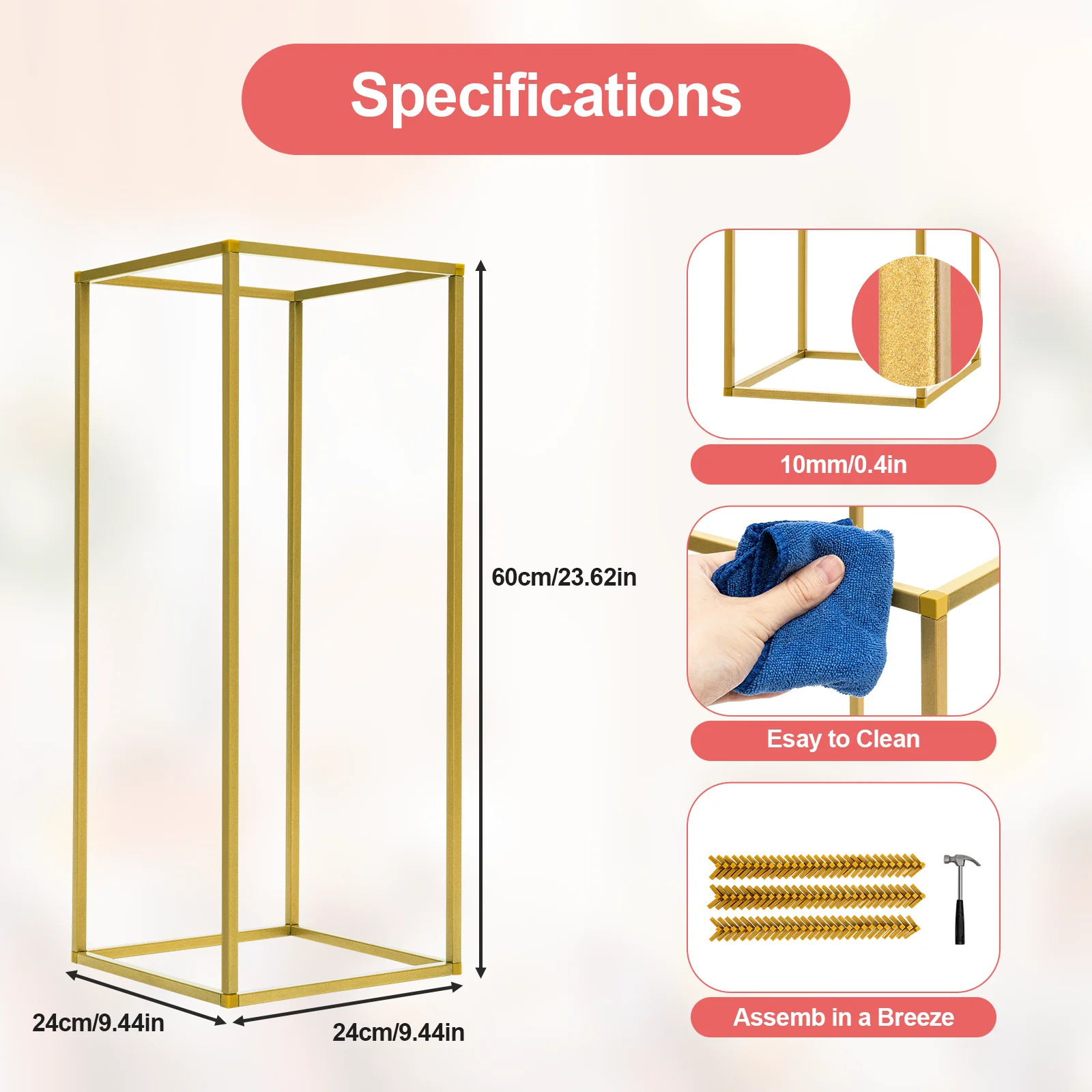 10 Pcs Flower Stands Plant Flower Display 60CM High Gold Removable Gold Vases Wedding Table Centrepieces