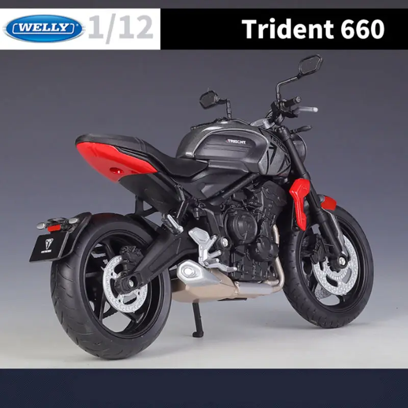 WELLY 1:12 2021 Triumph Trident 660 Alloy Racing Motorcycle Model Diecast Metal Street Motorcycle Model Simulation Kids Toy Gift 6