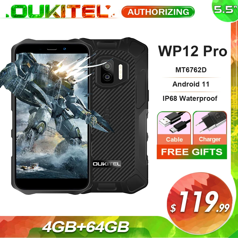 Oukitel-スマートフォンwp12pro,4GB 64GB,防水IP68,頑丈,Android 11