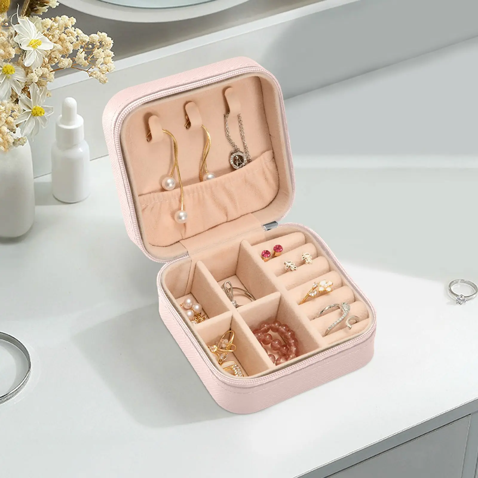 2022 New Jewelry Case Boxes Jewelry Organizer Display Travel Girls Princess Storage Jewelry Box High Quality Earring Holder Gift