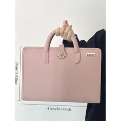 Protective PU Leather Laptop Sleeve Bag for Travel and Commute - Anti - Shock and Water - Resistant Tote (Pink)