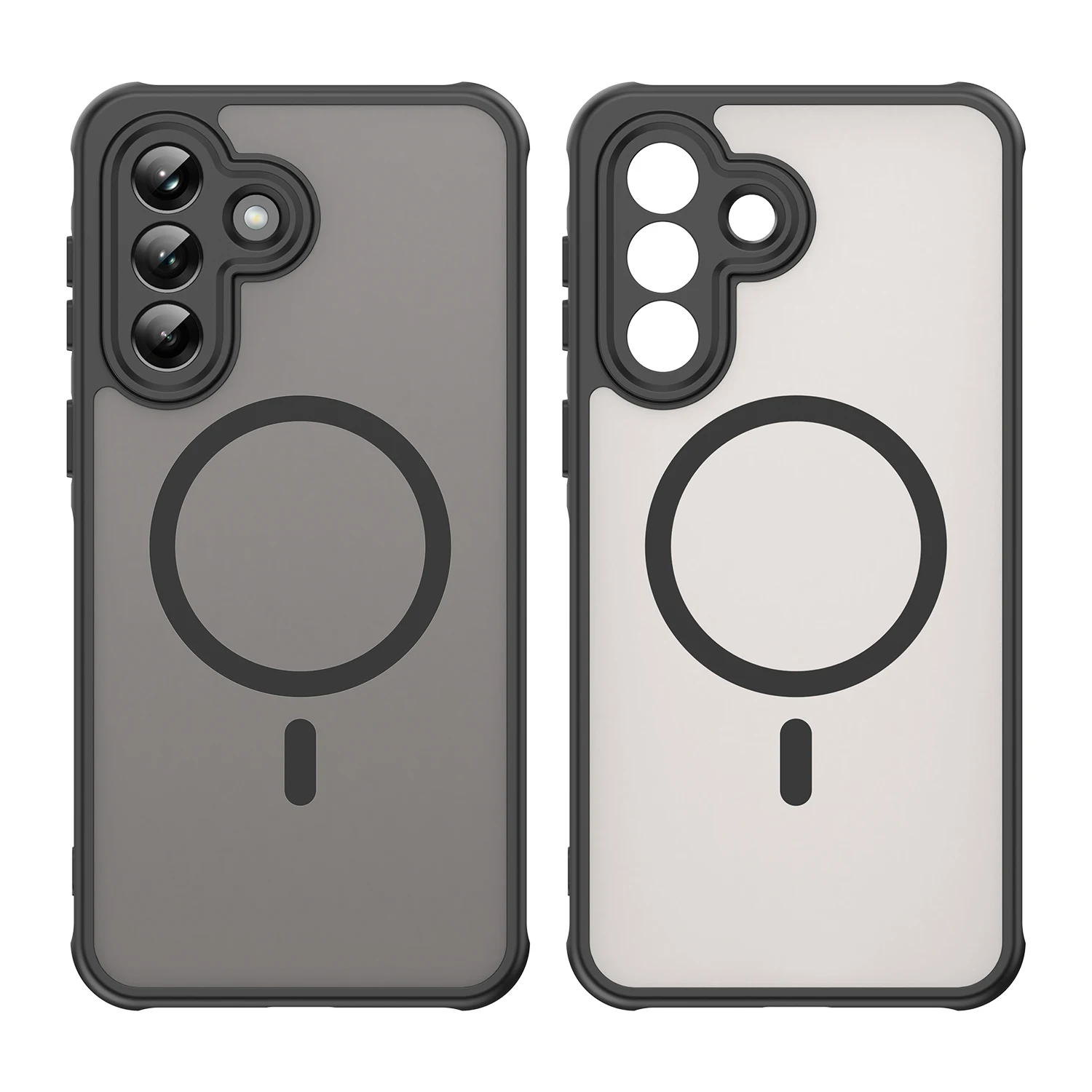Translucent Frosted Shield Magnetic Phone Case with TPU Frame and Plastic Cover